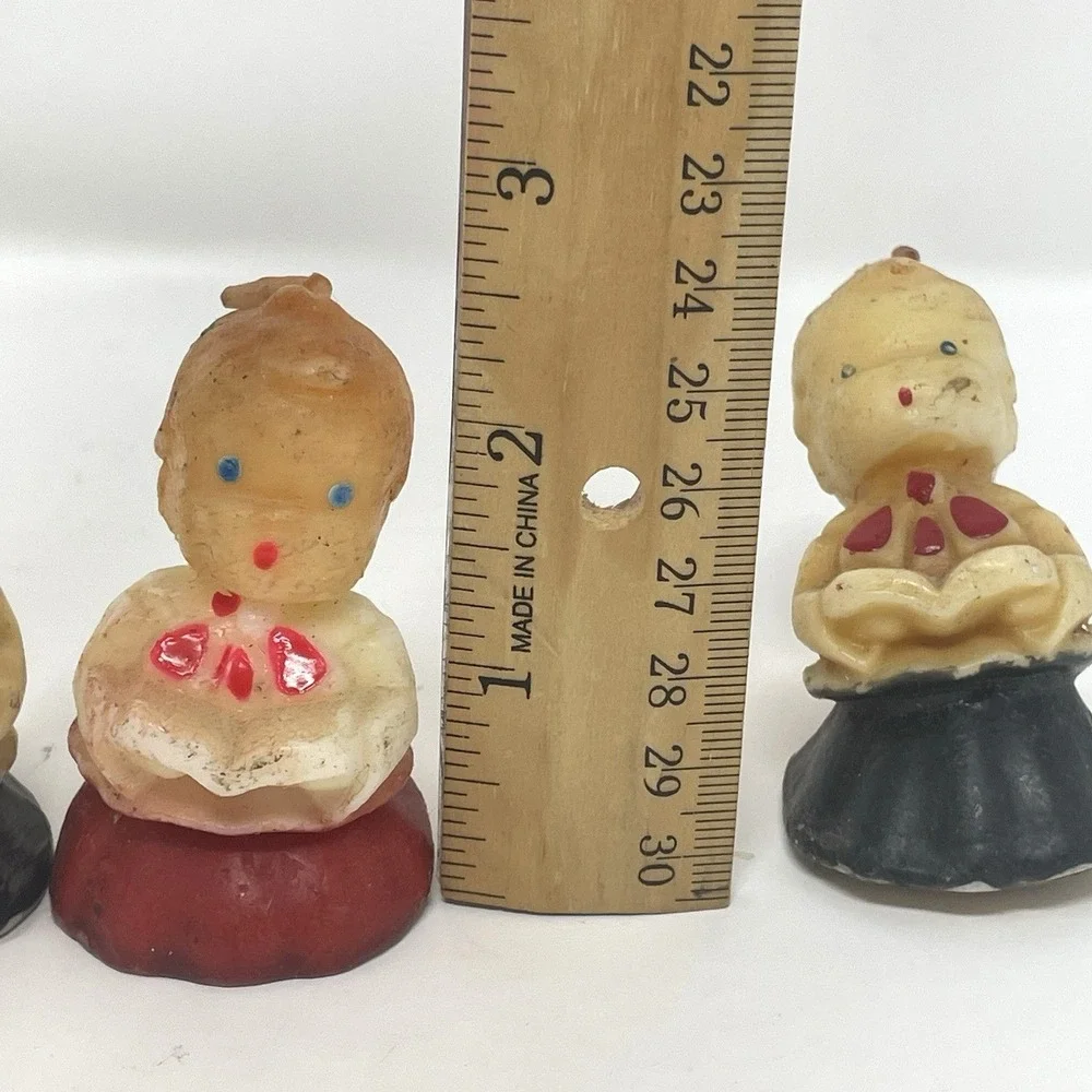 Vintage Gurley Christmas Carolers Candles Lot of 4 Wax‎ Holiday Figures 1950s
